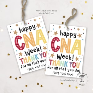 Etiquetas de presente da semana do CNA, etiquetas para impressão de assistente de enfermagem certificado, etiquetas de presente de agradecimento para agradecimento à equipe, etiquetas para download de sacolas de presente do CNA
