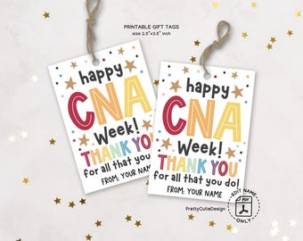 CNA Week Gift Tags, Certified Nursing Assistant Printable Tags, Thank You Gift Tags for Staff Appreciation, CNA Gift Bag Tags Download