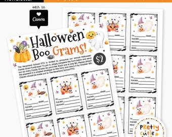 Halloween Candy Grams Printable, Editable Boo Grams Template in Canva, School PTO Fundraiser Handout, Cute Halloween Cards Digital Download