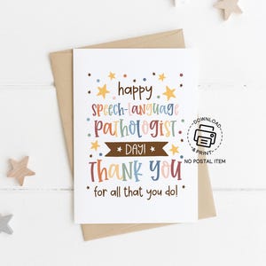 Biglietto d'auguri stampabile per la giornata del logopedista, biglietto di ringraziamento per il logopedista, regalo per la settimana del logopedista