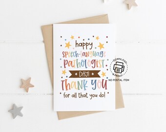 Speech Language Pathologist Day Card Printable, SLP Appreciation Greeting Card, Thank You Card for Therapist Gift, SLP Week Download