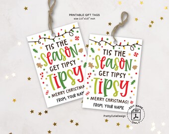 Christmas Wine Gift Tags: 'Tis the Season Get Tipsy (Digital Download)