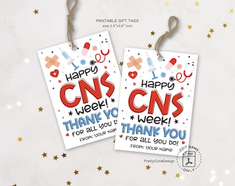 CNS Week Gift Tags: Medical Theme Thank You Notes (Digital Download)