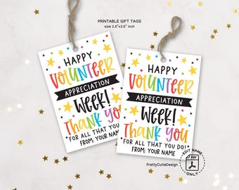 Volunteer Appreciation Week Tags Printable, Thank You for All You Do Gift Tags, School Staff Volunteer Gift Tags Instant Download
