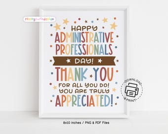 Administrative Professionals Day Sign Printable, Office Staff Appreciation Decor, Admin Day PDF Wall Art, Thank You for All You Do