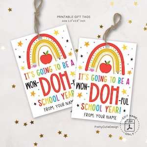 Etiquetas de regalo imprimibles para el primer día de clases, etiquetas de plastilina para estudiantes, etiquetas para el regreso a clases, etiquetas de recuerdo para el aula, etiquetas de regalo para el primer día de clases