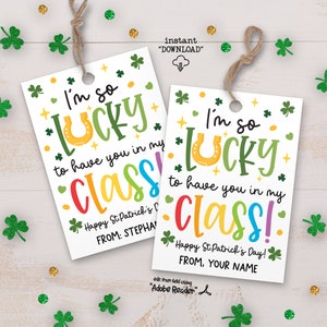 Étiquette-cadeau de la Saint-Patrick pour salle de classe, imprimable, Étiquettes-cadeau de la chance de vous avoir en classe, Étiquettes de la Saint-Patrick, gâteries pour enfants, étiquettes pour gâteries de classe