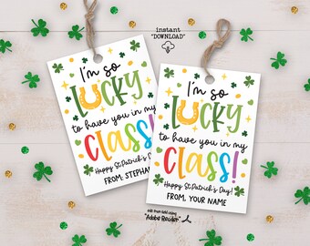Classroom St Patricks Day Gift Tag Printable, Lucky To Have You In Class Gift Tags, St Patricks Tags Treats For Kids, Classroom Treat Tags