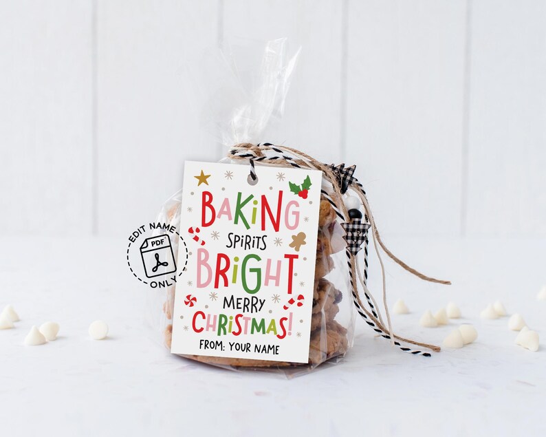 Christmas Baking Gift Tags Printable, Cookie Exchange Labels, Holiday ...