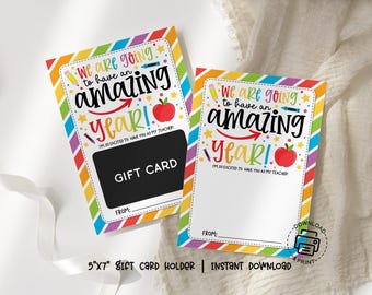 Back to School Coffee Gift Card Holder Printable, Teacher Card Printable, Amazing First Day of School Teacher Gift