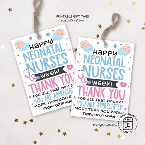 Neonatal Nurse Appreciation Gift Tags: NICU Nurse Thank You (Printable Digital Download