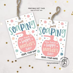 Just Soaping You Have a Happy Mother's Day Cadeaukaartje afdrukbaar, grappig spa-zeepkaartje, zelfzorgcadeaukaartjes voor moeder, instant download pdf