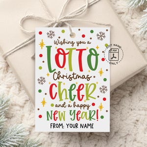 Christmas Lotto Ticket Gift Tags Printable: Holiday Favor Bag Labels (PDF Digital Download)