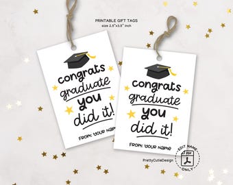 Congrats Grad Graduation Gift Tags, Class of 2025 Gifts Bulk, Graduation Cards, Graduation Printable Tag, Graduation Gift Tag Printable