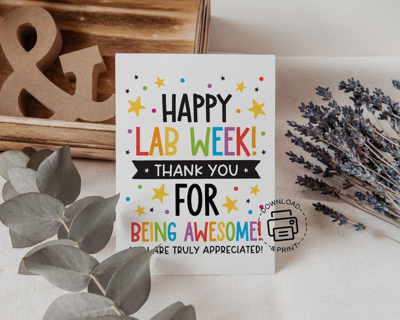 Happy Lab Week Large Happy Lab Week Card Printable, Thank You Card for Lab Staff or Medical ...
