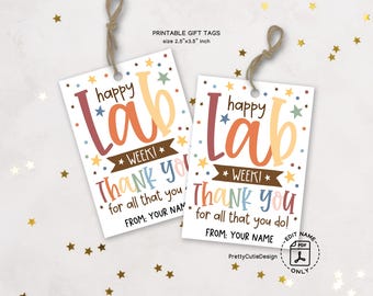 Lab Week Gift Tags Printable, Medical Laboratory Professionals Week Thank You Tags, Appreciation Tags for Lab Tech Treat Bags