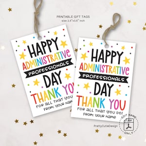 Administrative Professionals Day Tag Printable, Admin Professionals Printable Gift Tags, Administrative Day Thank You Tag, Employee Gift Tag