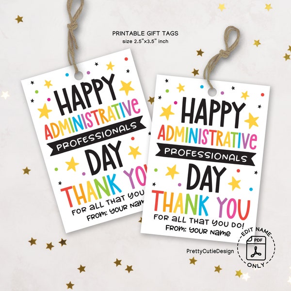 Administrative Professionals Day Tag Printable, Admin Professionals Printable Gift Tags, Administrative Day Thank You Tag, Employee Gift Tag