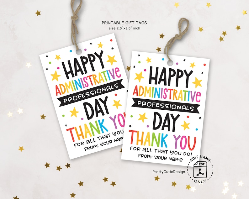 Administrative Professionals Day Tag Printable, Admin Professionals Printable Gift Tags, Administrative Day Thank You Tag, Employee Gift Tag