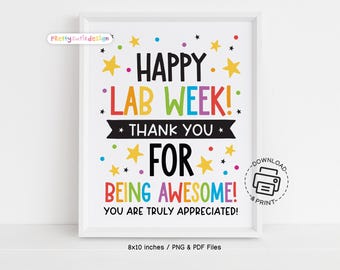 Happy Lab Week Sign, Medical Laboratory Professionals Appreciation Printable, Thank You for Being Awesome Wall Art, Instant Download