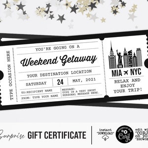 New York Ticket Vorlage Geschenk Gutschein Zertifikat Urlaub - Etsy.de