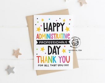 Administrative Professionals Day Card Printable, Administrative Professionals Day Greeting Card, Admin Professionals Thank You Cards