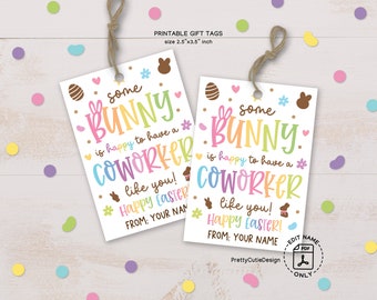 Happy Easter Printable Gift Tags, Thank You Easter Co-Worker Appreciation Tag, Easter Favor Tags, Easter Bunny Coworker Gift Tag