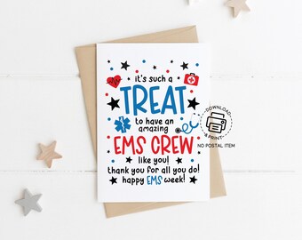EMS Week Greeting Card Printable, EMS Treat Appreciation Card for Paramedics EMT First Responders Instant Download