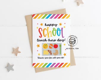 School Lunch Hero Day Greeting Card Printable, Lunch Tray Appreciation Card, Thank You Cafeteria Staff Card for School Lunch Heroes