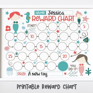 Mermaid Reward Chart Printable: Ocean Chore Tracker for Girls (Digital Download)