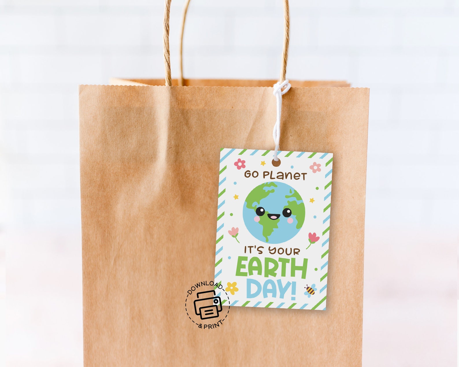 Earth Robe Tag Earth Day Gift Tag Printable, Go Planet It's Your Earth Day, Planet ...