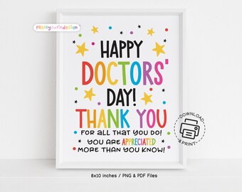 Doctor’s Day Office Sign, Printable Thank You Doctor Poster, Instant Download Wall Art for Clinic, Hospital, or Medical Office