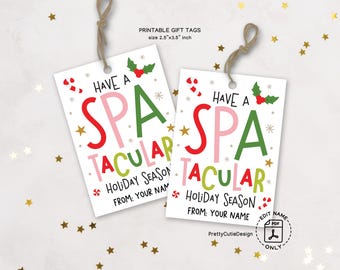 Spa Gift Tags, SPAtacular Holiday Printable, Self-Care Favor for Teachers Coworkers