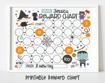 Halloween Reward Chart For Kids, Simple Kids Reward Chart, Trick or Treat Sticker Chart - INSTANT DOWNLOAD