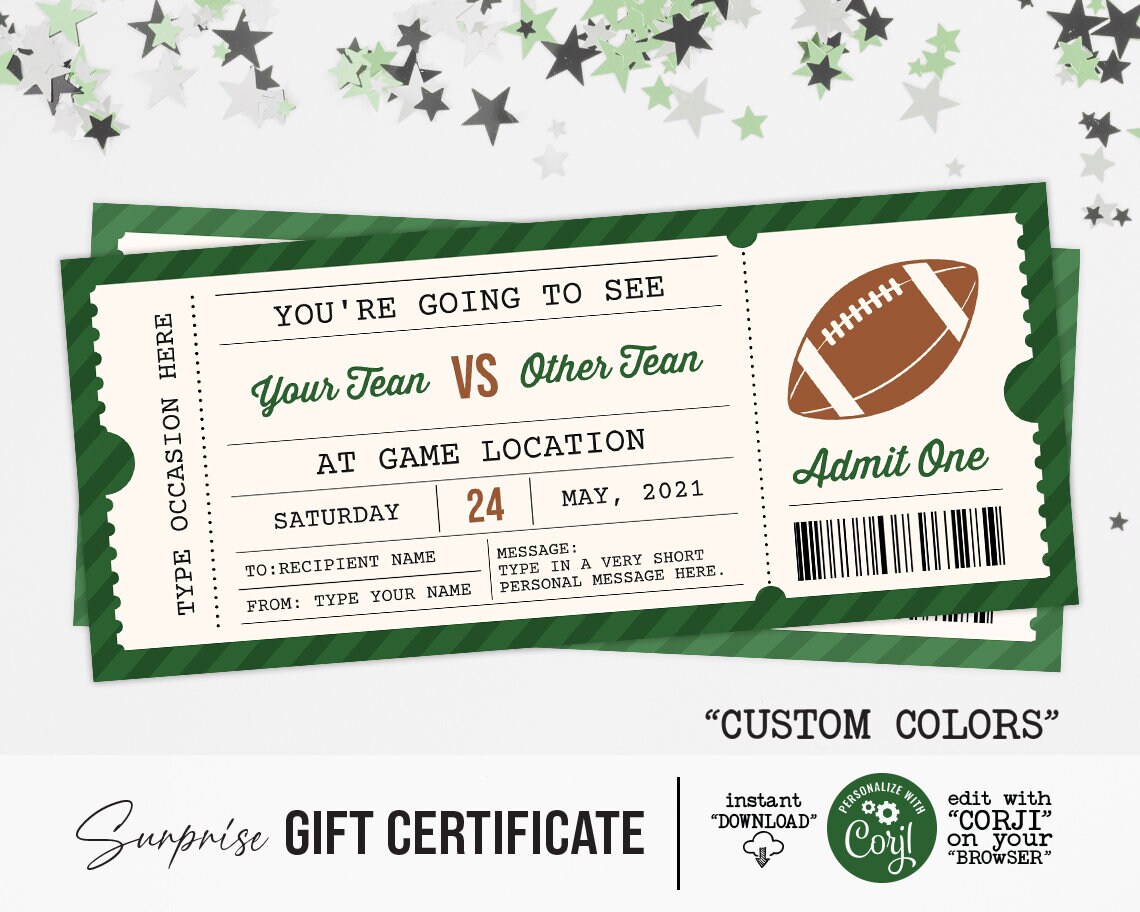 Football Game Surprise Gift Ticket Surprise Ticket to the Etsy UK