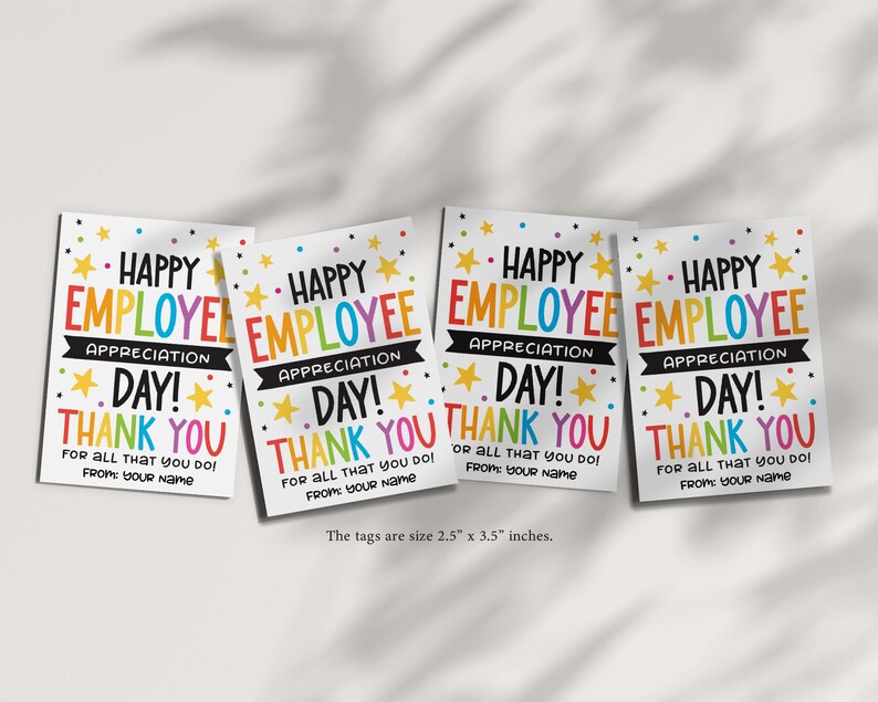 Employee Appreciation Day Thank You Tag Printable (PDF) - Etsy