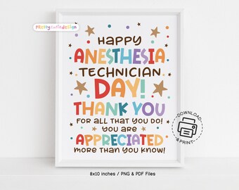 Happy Anesthesia Technician Day Sign, Printable Anesthesia Tech Appreciation Poster, Instant Download Gift for Anesthesia Techs