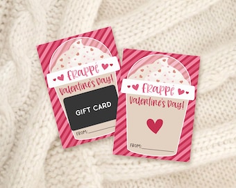 Frappe Gift Card Holder Printable, Coffee Cup Classroom Valentine Card, Digital Download