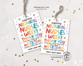 Neonatal Nurse Appreciation Gift Tags: Rainbow Thank You (Instant Download Printable)