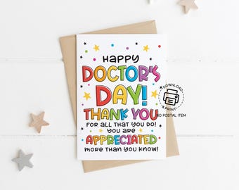 Happy Doctor’s Day Printable Card, Doctor Greeting Card, Thank You Doctor Gift, Instant Download Appreciation Card