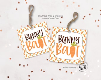 Easter Bunny Bait Gift Tag, Easter Printable Gift Tags, Bunny Bait Printable Tag, Bunny Bait Cookie Tag, Square Gift Tag or Favor Stickers