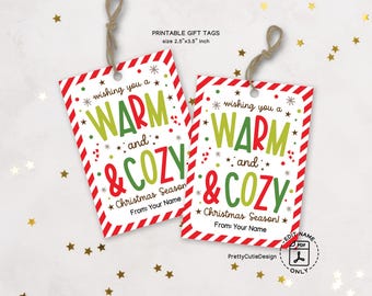 Warm and Cozy Christmas Gift Tags, Printable Holiday Favor (Digital Download)