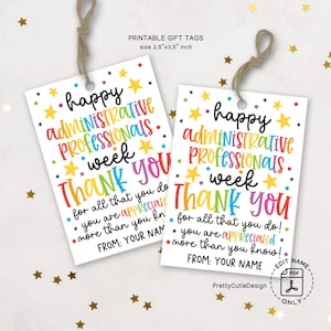 Administrative Professionals Day Gift Tags Printable, Admin Week Thank You Tags, Office Staff Appreciation Tags, Secretary Day Gift Labels