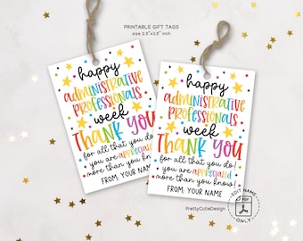 Administrative Professionals Day Gift Tags Printable, Admin Week Thank You Tags, Office Staff Appreciation Tags, Secretary Day Gift Labels