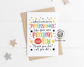 Administrative Professionals Day Card, Printable Thank You Note, Precious and Few Appreciation Card, Admin Staff Gift Instant Download
