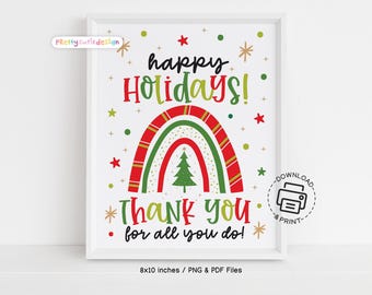 Happy Holiday, Thank You for All You Do Sign, Christmas Thank You Sign, Holiday Appreciation Sign, Christmas School Lounge Room Sign
