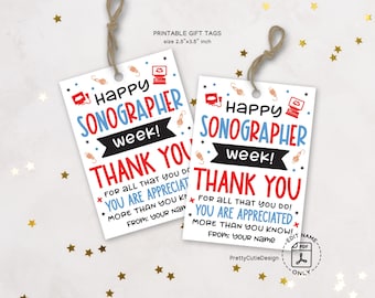 Sonographer Week Gift Tags Printable – Ultrasound Tech Appreciation Favor, Thank You Treat Tags