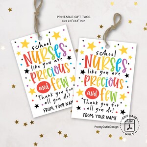 Etiqueta de regalo imprimible para el Día de la Enfermera Escolar, etiquetas de enfermeras preciosas y pocas, regalo de agradecimiento para enfermeras, etiqueta de agradecimiento para enfermeras escolares, descarga instantánea