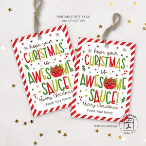 Christmas Applesauce Gift Tags Printable, Awesome Sauce Classroom Favors, Classmate Gift Tags