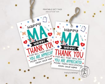 MA Week Gift Tags Printable: Medical Assistant Appreciation Favor, Thank You Treat Tags